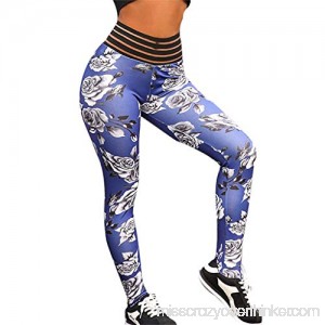 UOKNICE Yoga Pants for Womens Running Sport Gym Stretch Workout Leopard Printed Fitness Athletic Legging Trousers Blue B07MJQ5B8W
